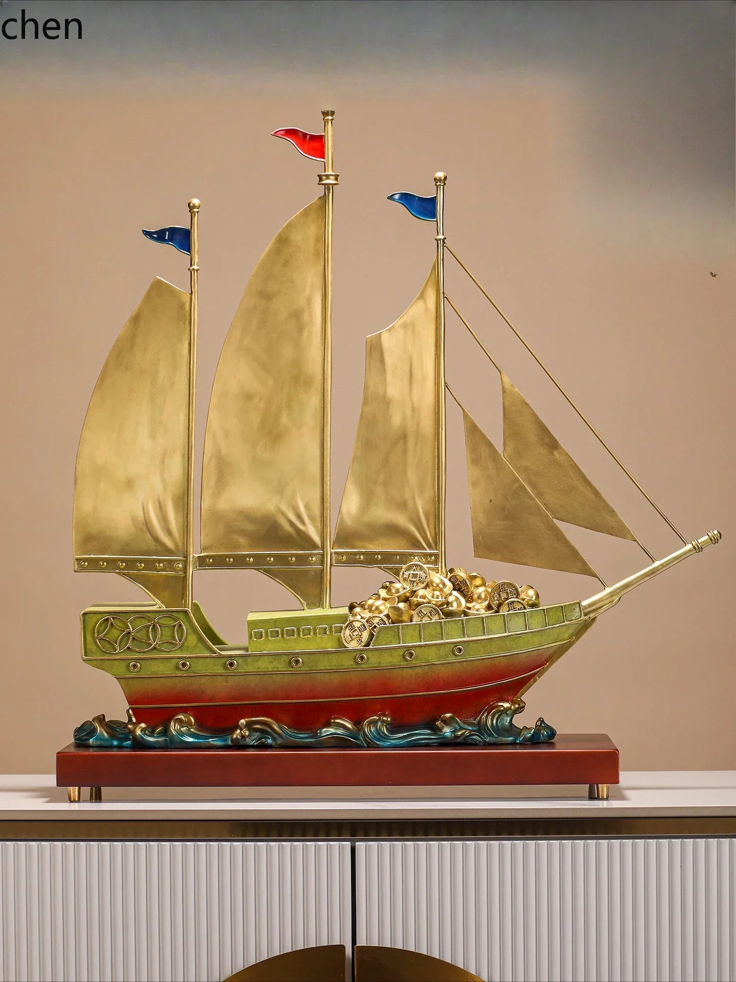 DSABrass Sailboat Ornaments Crafts Office Living Room Wine Cabinet Decorations