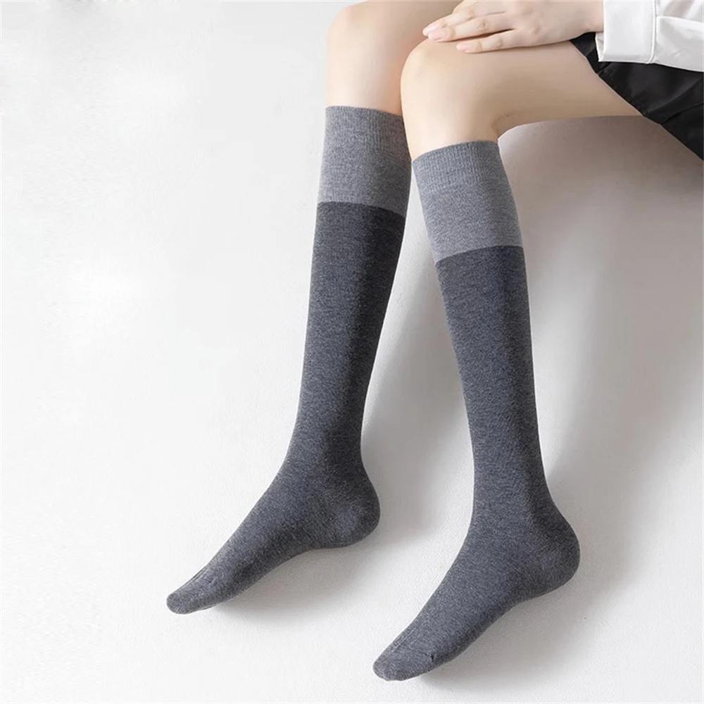 Women Spring Autumn Comfort Calf Socks Winter Japanese Stitching Color Soft Waxy JK Long-tube Anime Breathable Cotton Stockings