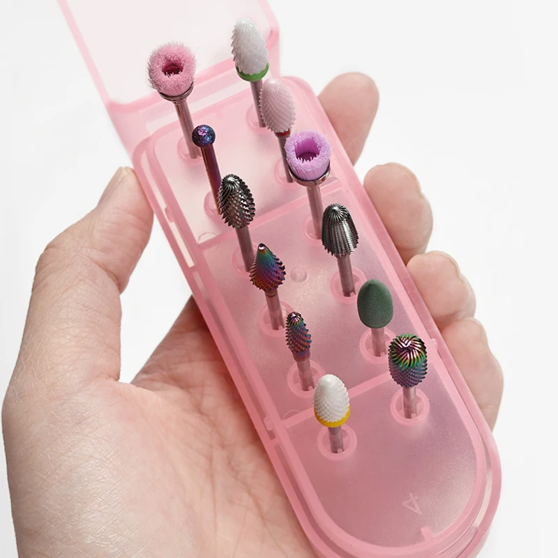 1Pc 収納ボックス 12 穴ネイルドリルビット収納ボックスマニキュアサロン研削ヘッドホルダーディスプレイネイルアートアクセサリー