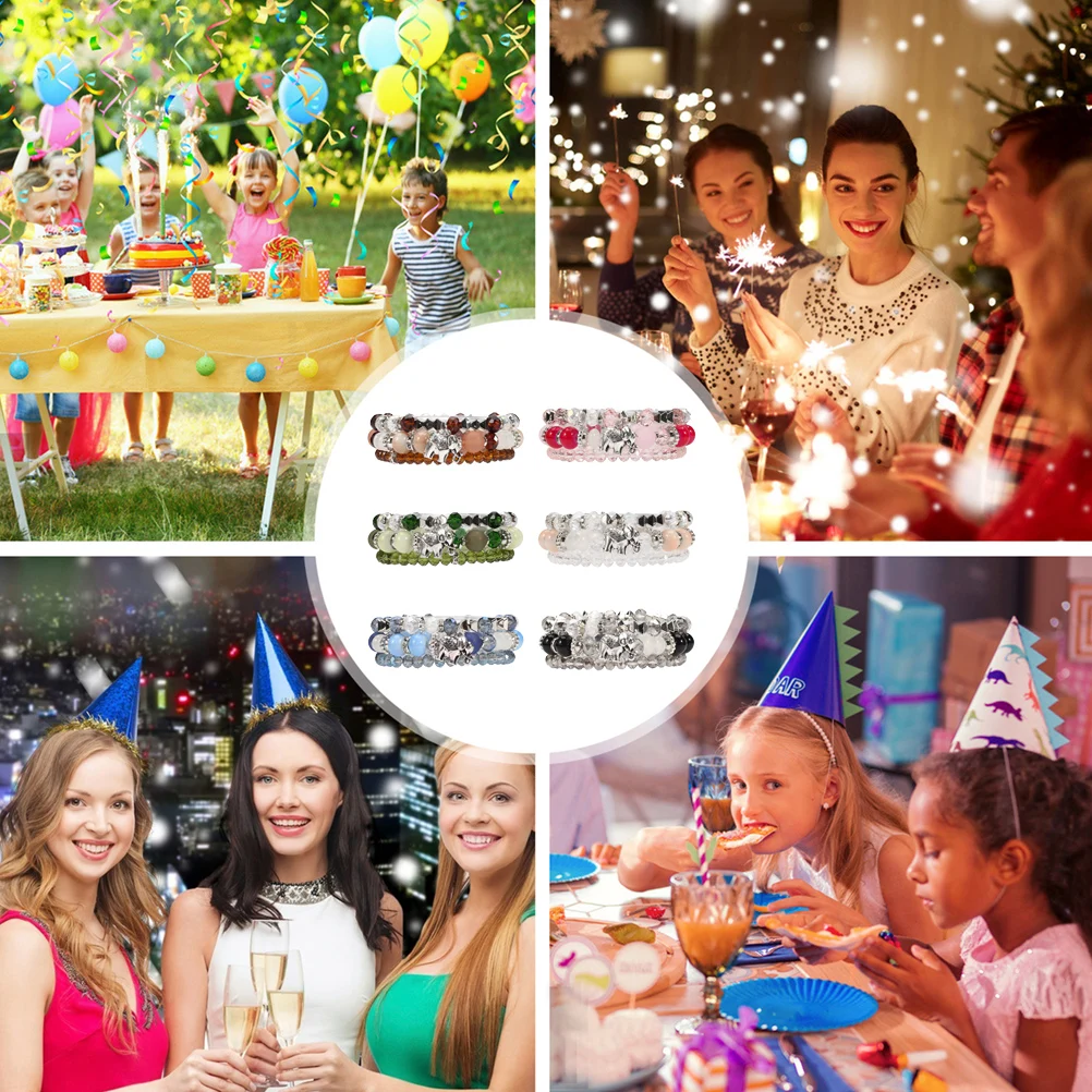 

6Sets Crystal Bracelet Bohemian Style Multi-Layer Wristband Trendy Beads Wrist Jewelry Suitable for Date Work Beach