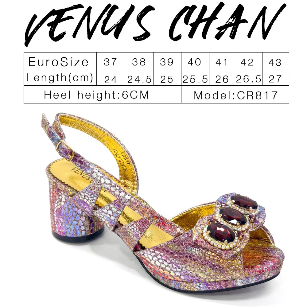 Venus Chan  Italian Shoes and Bags Matching Set 2024 Women Heel Party for Pink Colour Italian Design Wedding Bigger Size Shoes