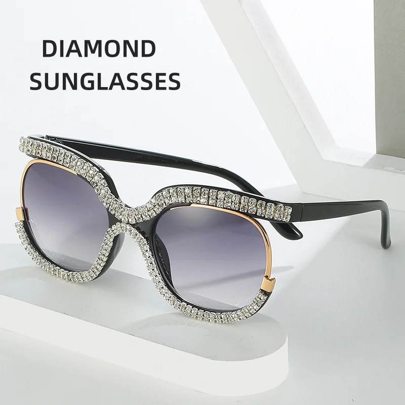 

2024 New Anti Blue Light Cat Eye Sunglasses Diamond Oversized Frame Shades Eyewear Women Fashion Dignity Outdoor Sun Visors