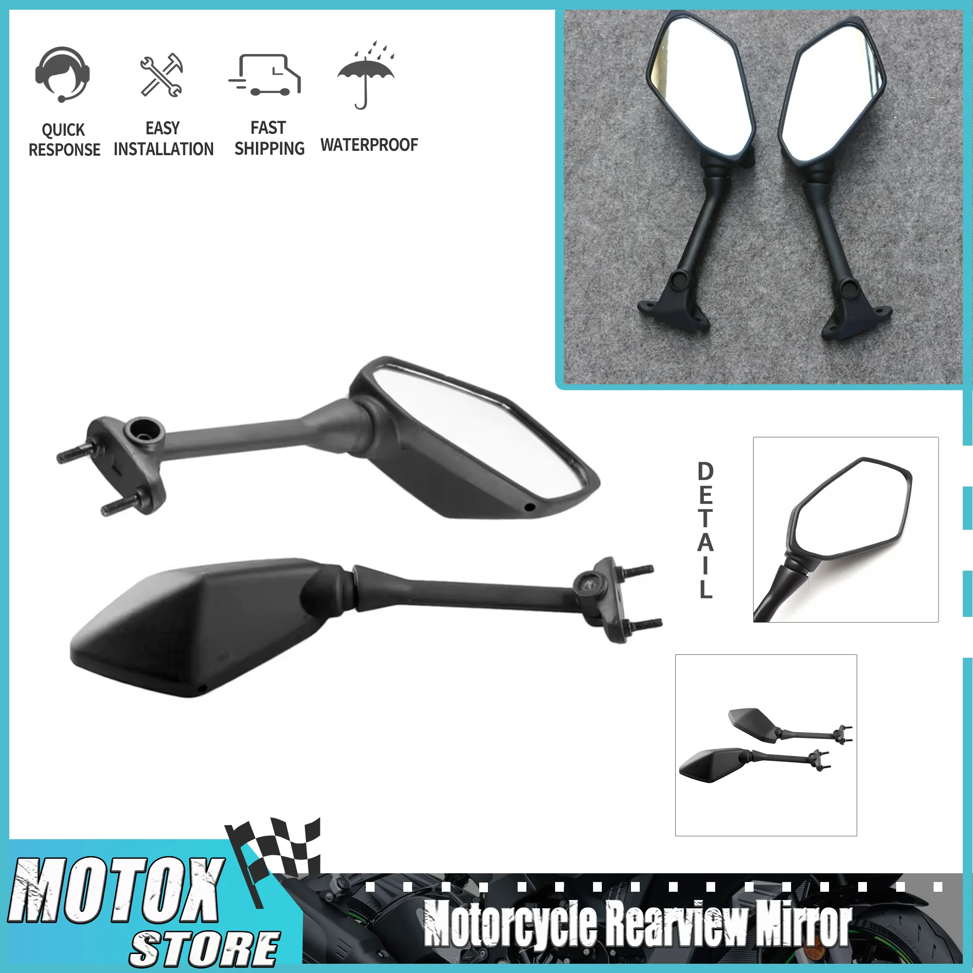 

Motorcycle Rear View Side Mirrors Fit For Ninja 400R/650R/1000 Z1000SX ER6F ER-6F 2009-2016 2010 2011 2012 2013 2014 2015