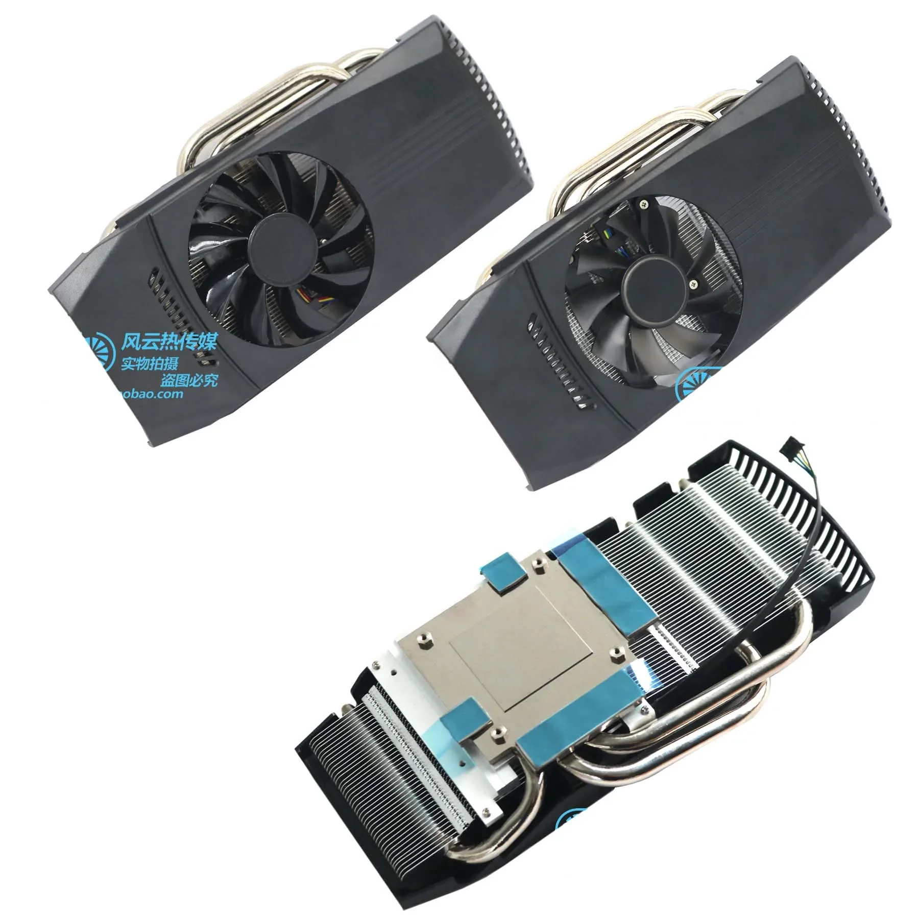 Imagem -02 - Gpu Radiador Vga Heatsink Cobre Puro Inferior Três Tubos de Calor com Grande Volume de ar 53 Furos para Amd Público Rx470 480 570 580