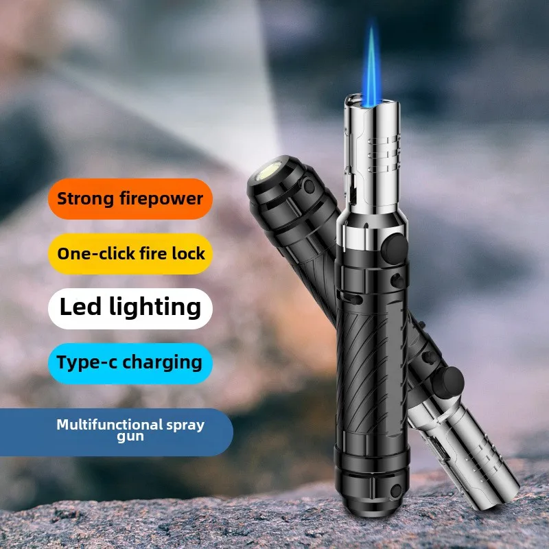 

Outdoor Camping BBQ Lighters Metal Welding Gun Windproof Cigar Lighter Butane Gas Turb Lighter Ignition Tool Smoking Accessories