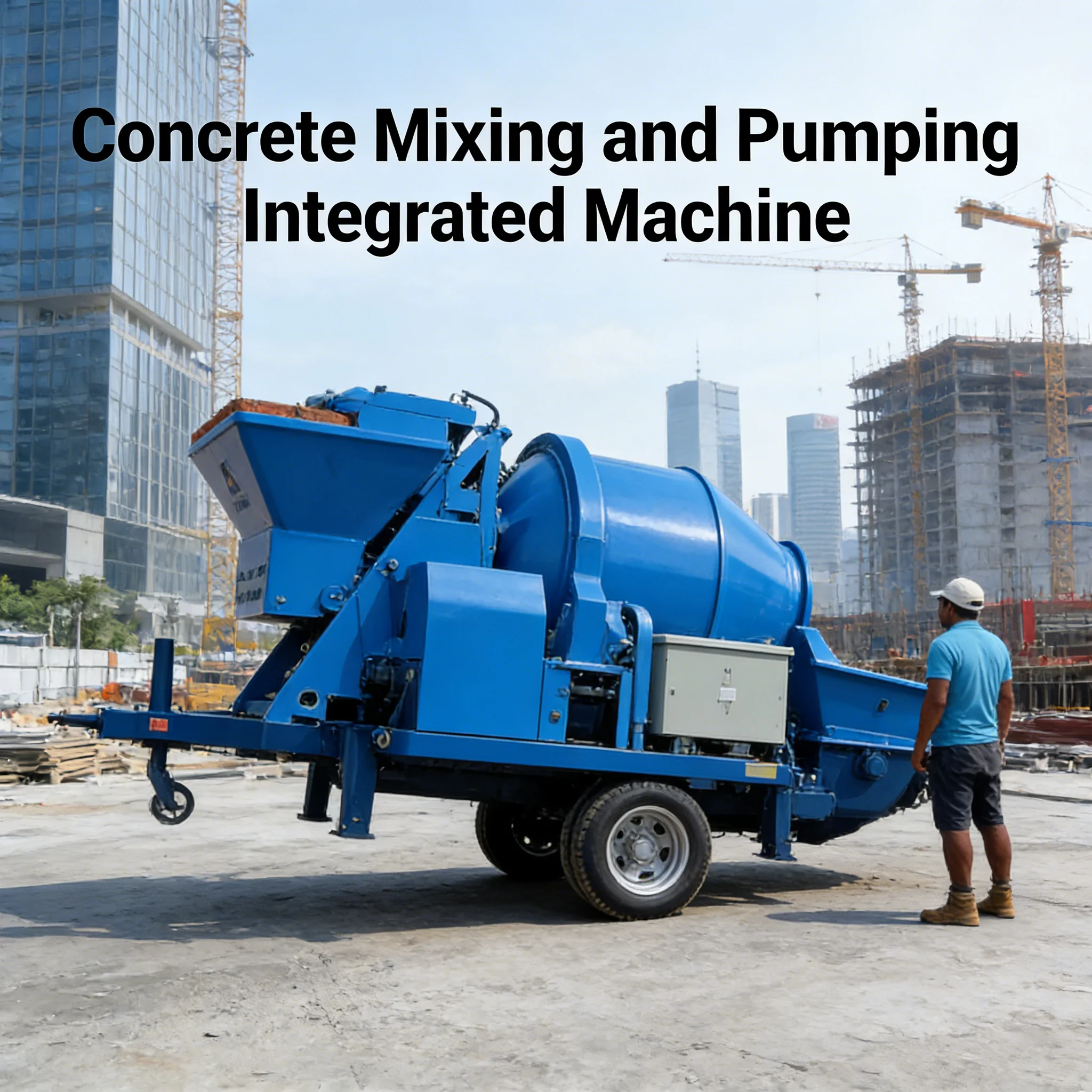 Mobile Concrete Mixer Pump For Residential Construction Pumping High Pressure Portable Cement Mixing Pumping Equipment Tool