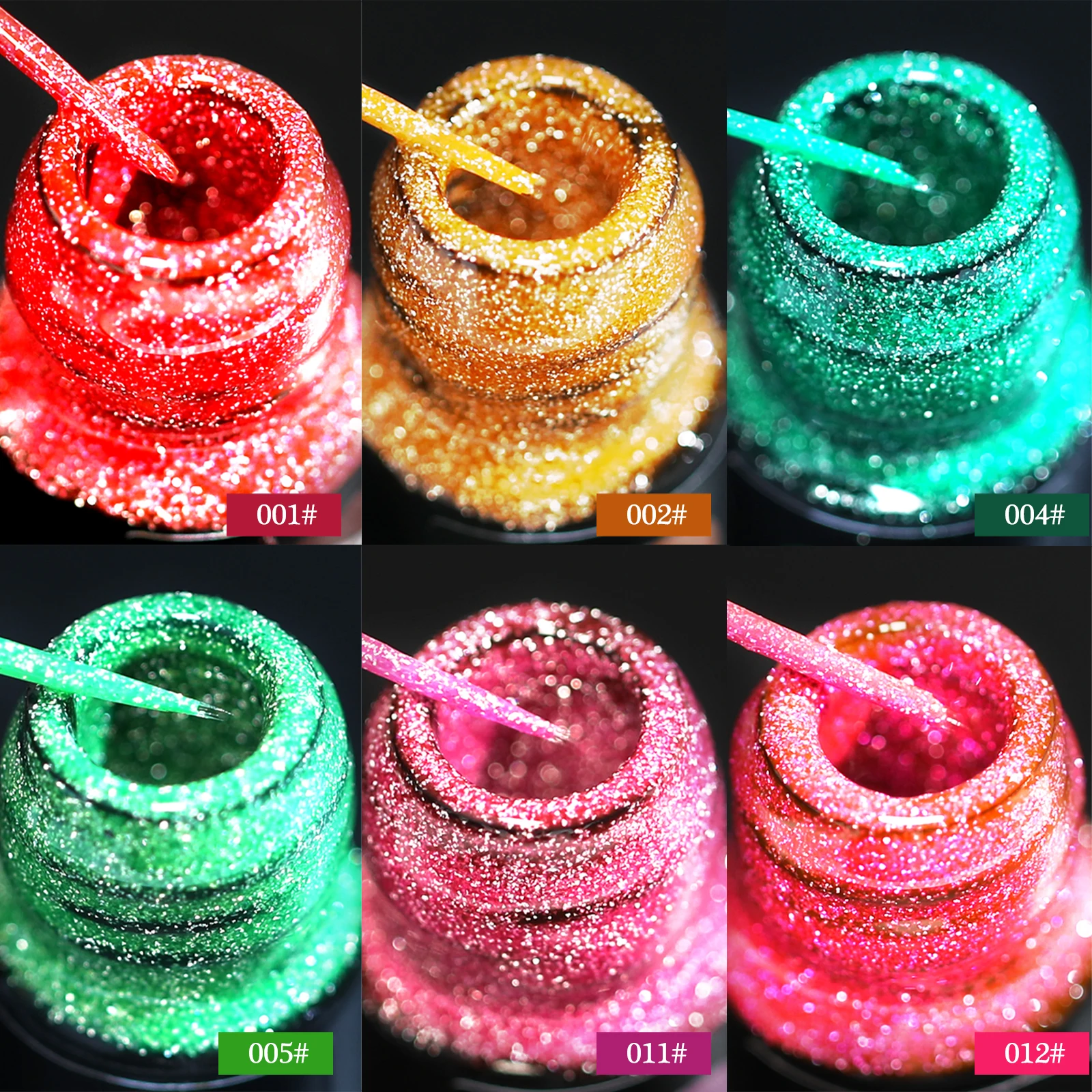 6 قطعة/المجموعة سوبر بريق عاكس اللون بطانة هلام فائقة غرامة فرشاة رئيس مسمار الفن شريط الرسم شبه دائمة UV جل الورنيش #5