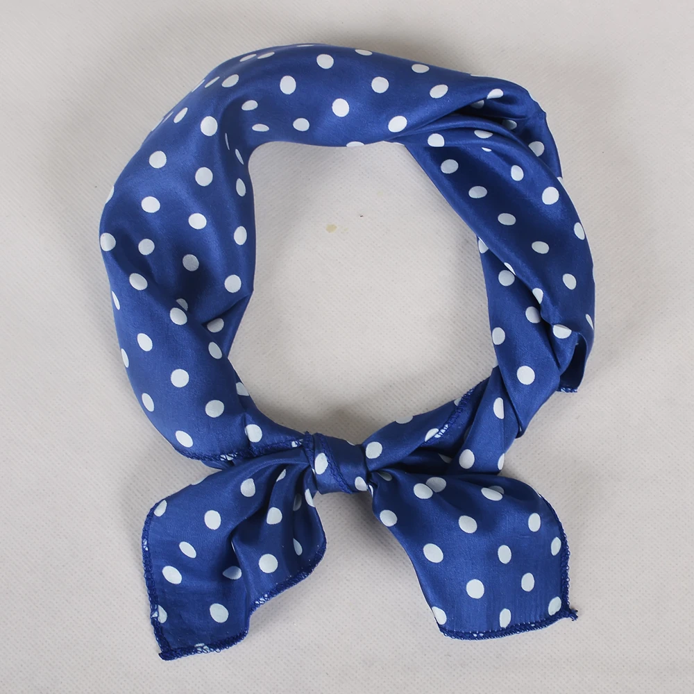 

[BYSIFA] Сине-белый женский шарф из 100% шелка, модный маленький квадратный шарф на шею, элегантный дизайн в горошек, женский шарф для волос