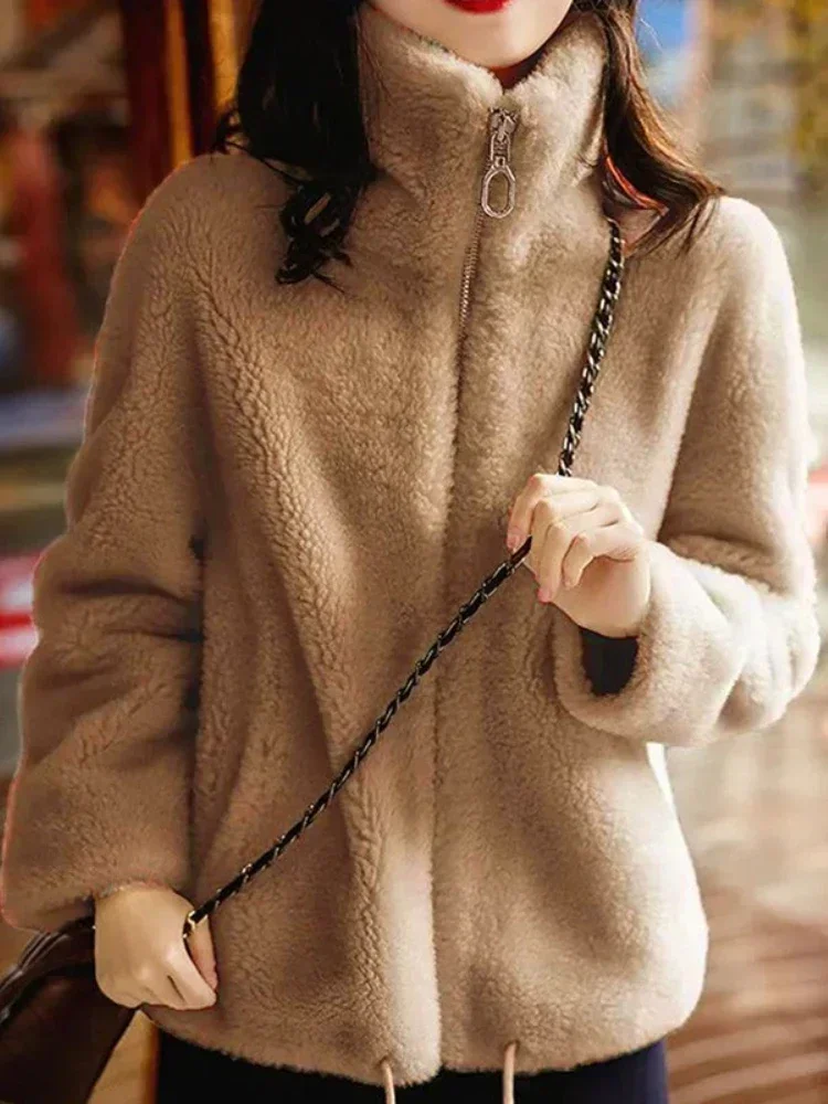 Warm Zipper Jacket Padded Double-sided Fleece Warm Turtleneck Coat Faux Fur Coat Sweatshirt Women's Coat