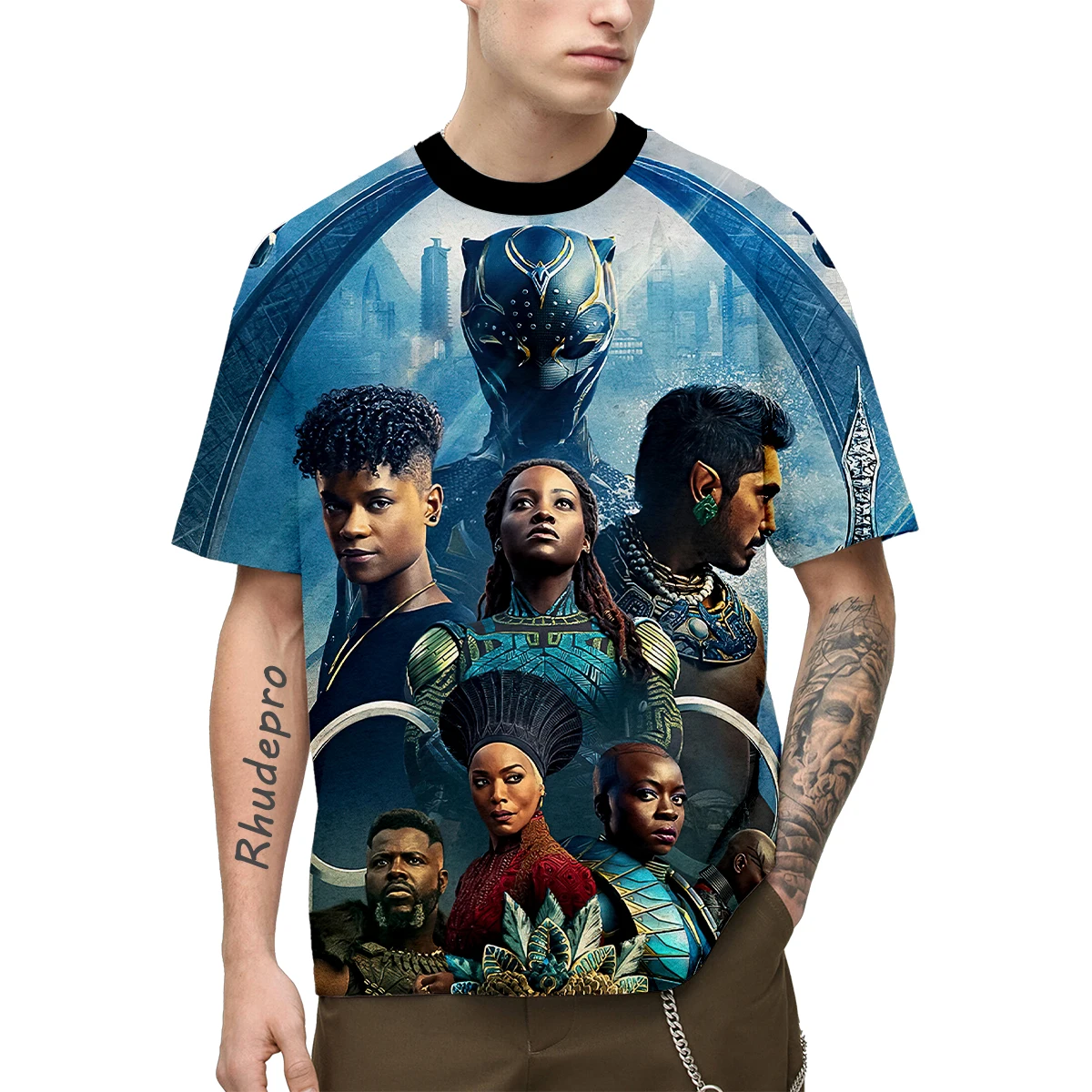 Camiseta de anime feminina e masculina, pantera 3D Print, desenhos animados, manga curta, filme, streetwear, roupas infantis, verão, 2024