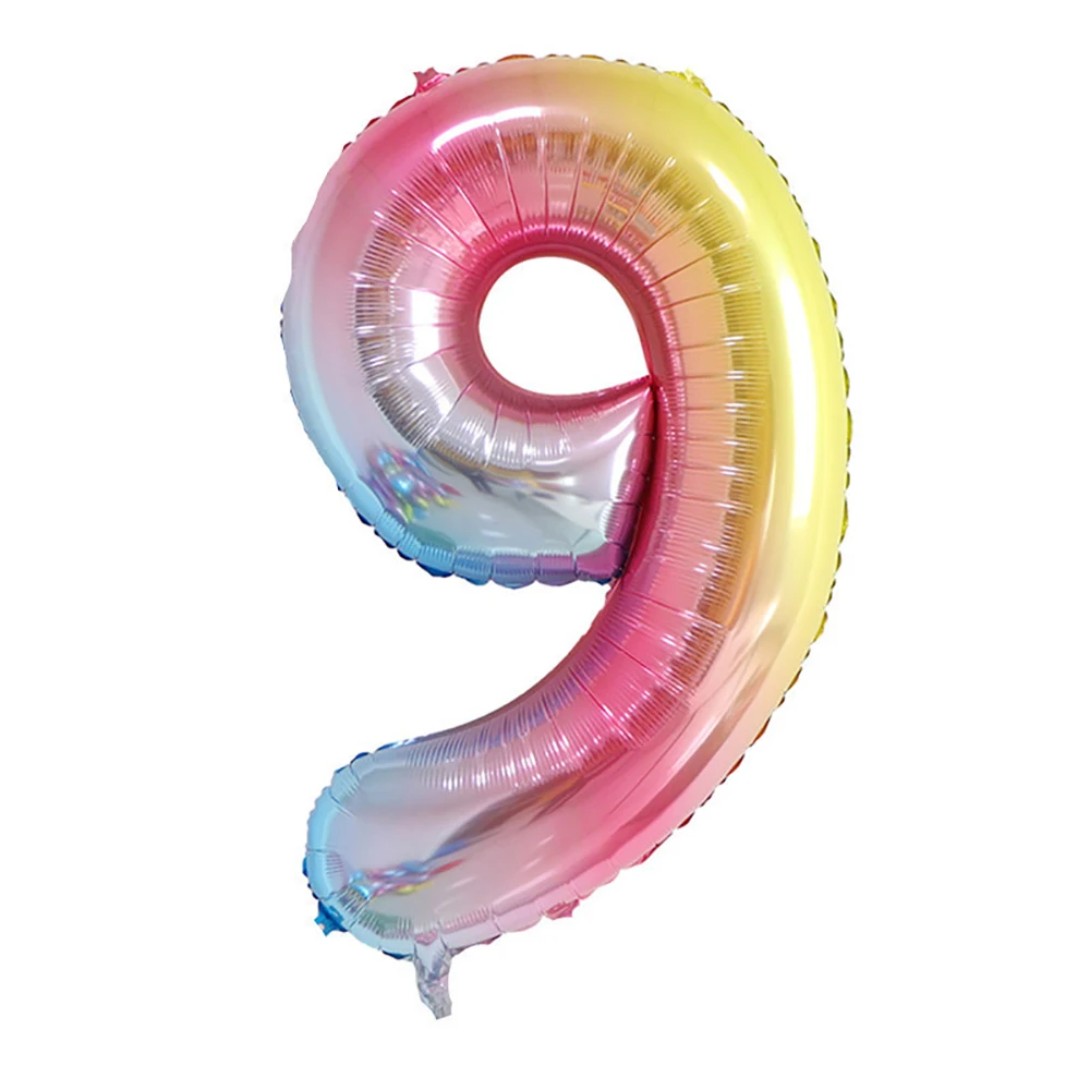 1pc 40inch Pastel Rainbow Number Foil Balloons Star Sky Gradient Digital Balloon Kids Birthday Party Decoration Metallic balloon