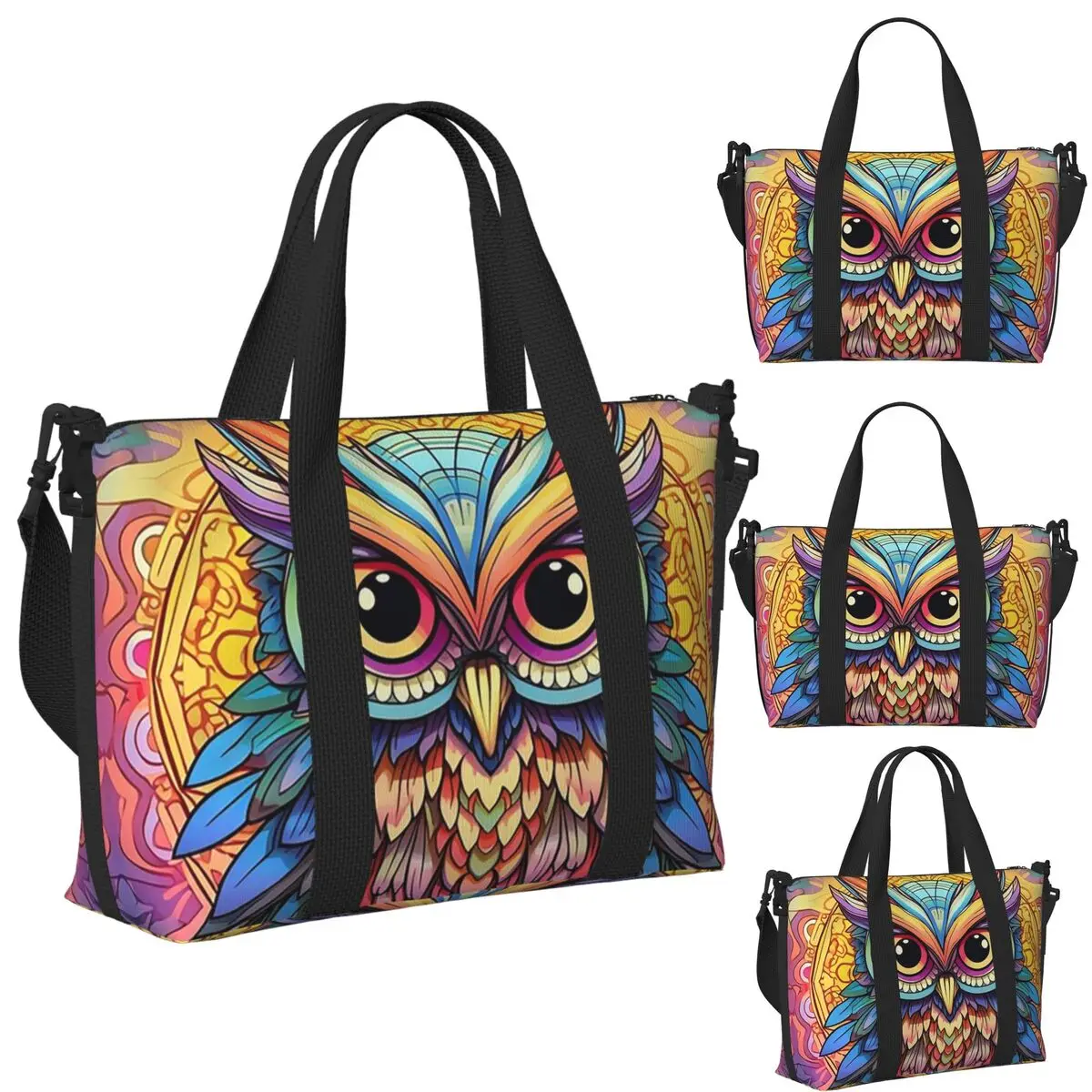 

Пляжная дорожная сумка Poetics Mandala Boho Owl, большая вместительная сумка-тоут для спортзала, спортивная женская дорожная сумка для покупок
