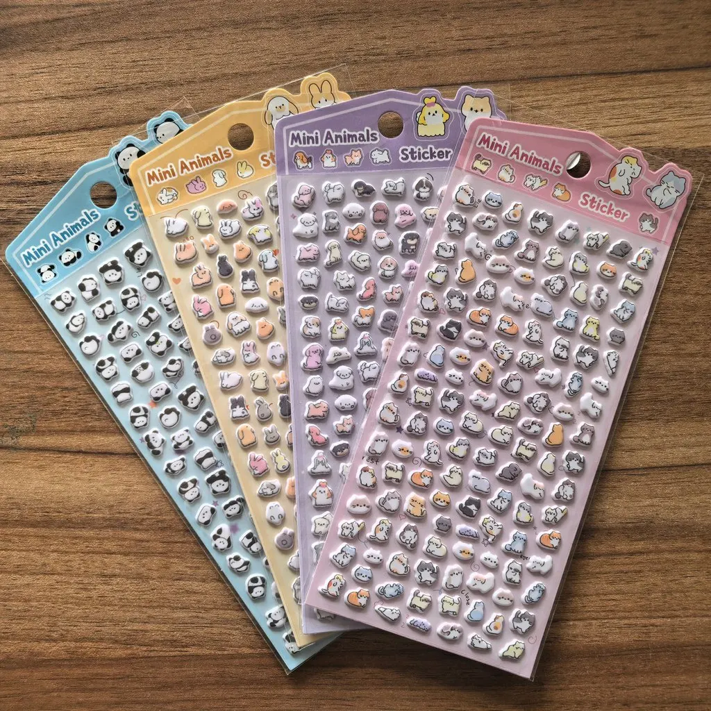 4er-Pack Mini-Aufkleber mit Tiermuster, lebendige kleine Tierverzierungen für Schreibwaren, Wasserflaschen, Dekor, Anime Worlds Store