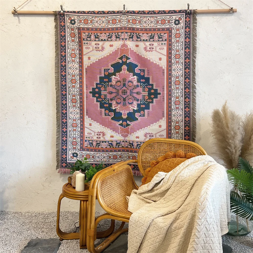 Double Sided Bohemian Tapestry Hippie Room Decor Boho Throw Blanket Reversible Cotton Woven Tassels Mexican Blankets and Throws