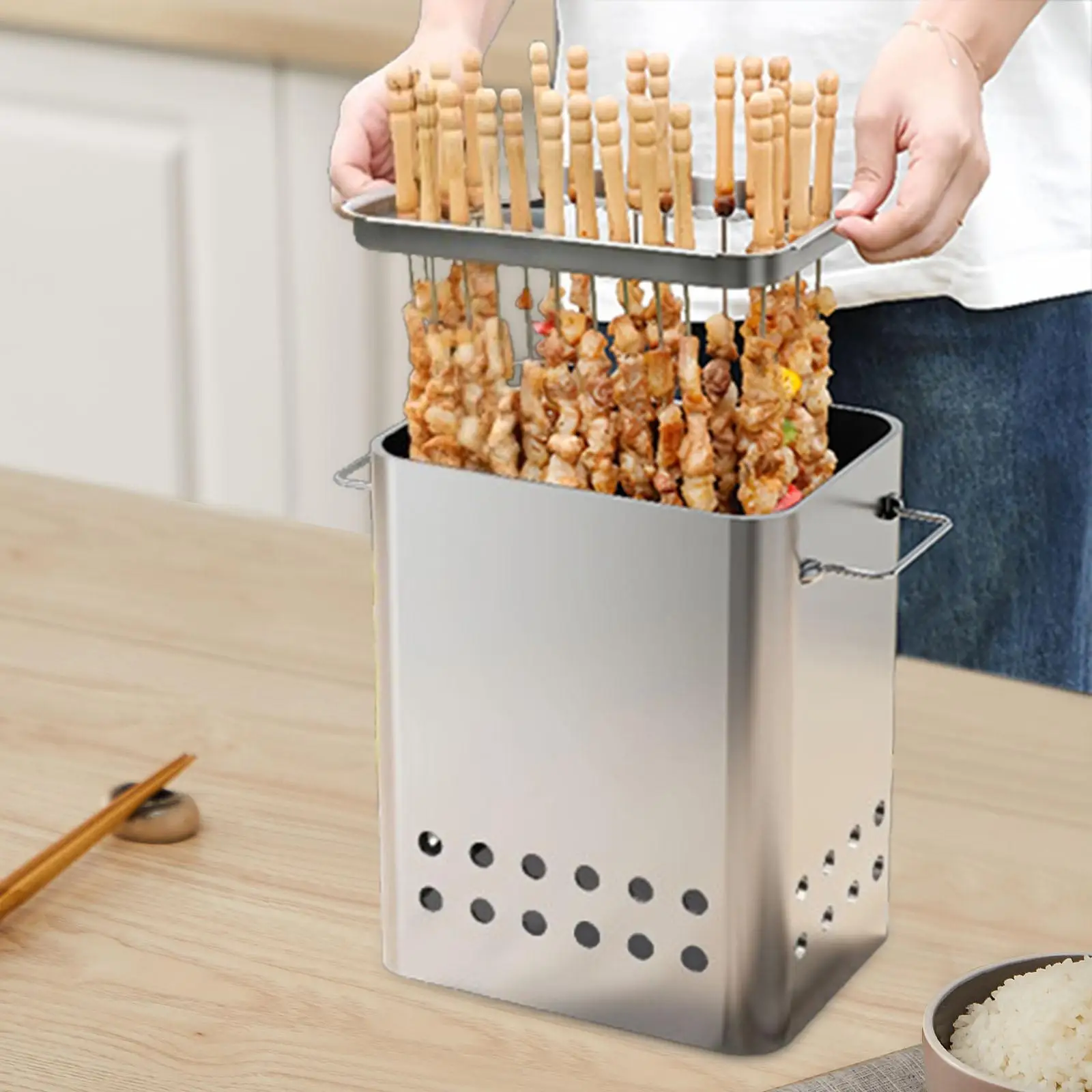 Barbecue Hanging Grill with 26 Skewers Large Capacity Smokeless for Backyard