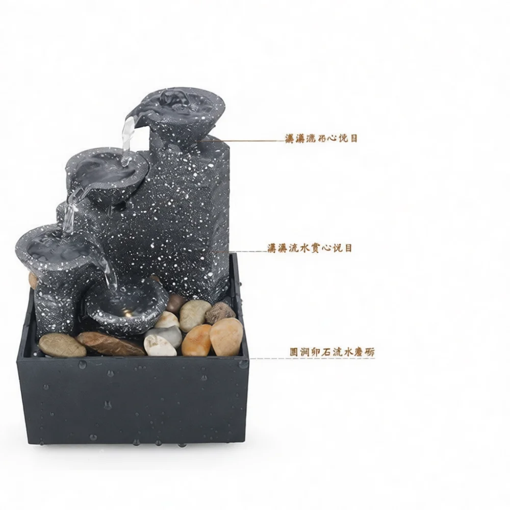 Elegant Indoor Fountain Waterfall Zen Ornament Desktop Water Feature For Living Room Bedroom Office Relaxation Decoration