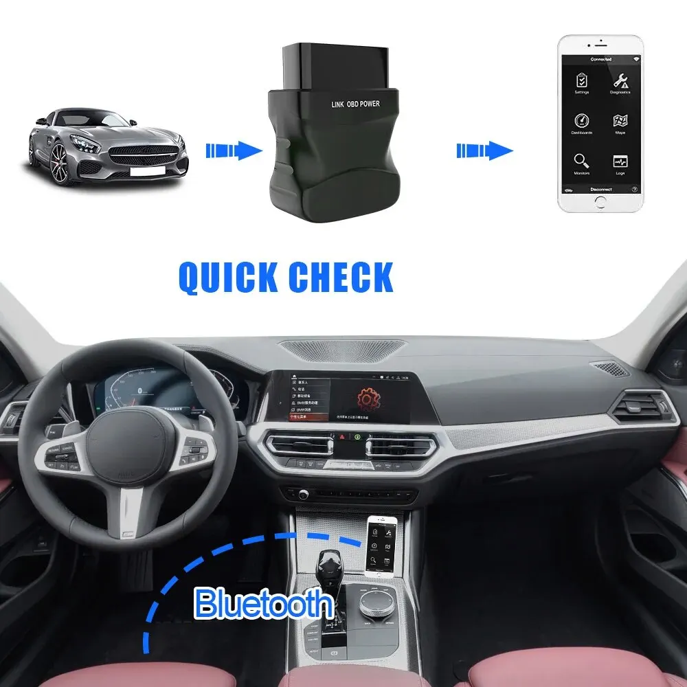 Car Diagnostic Scanner Wireless Bluetooth 4.0 OBD2 Interface Adapter For Android and Windows Instrument Code Removal