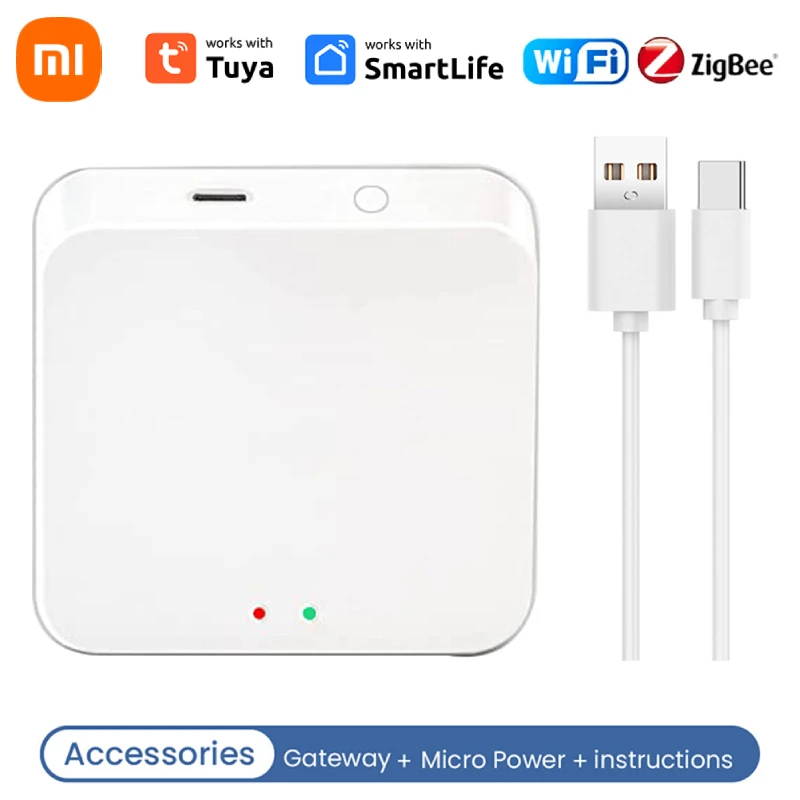 

Xiaomi Gateway Zigbee 3.0 BLE MESH Multi Mode HUB Smart Home Bridge Type-C Port Tuya APP Remote Control Via Alexa Google Home