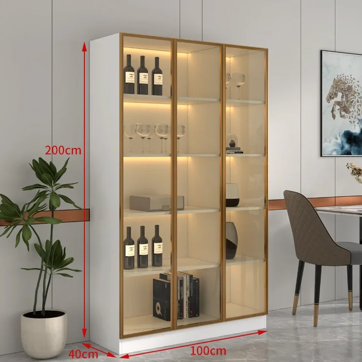 Display Wall Wine Cabinet Living Room Racks Home Storage Wine Cabinet Kitchen Glass Mueble Licorera Restaurant Furniture QF50JG