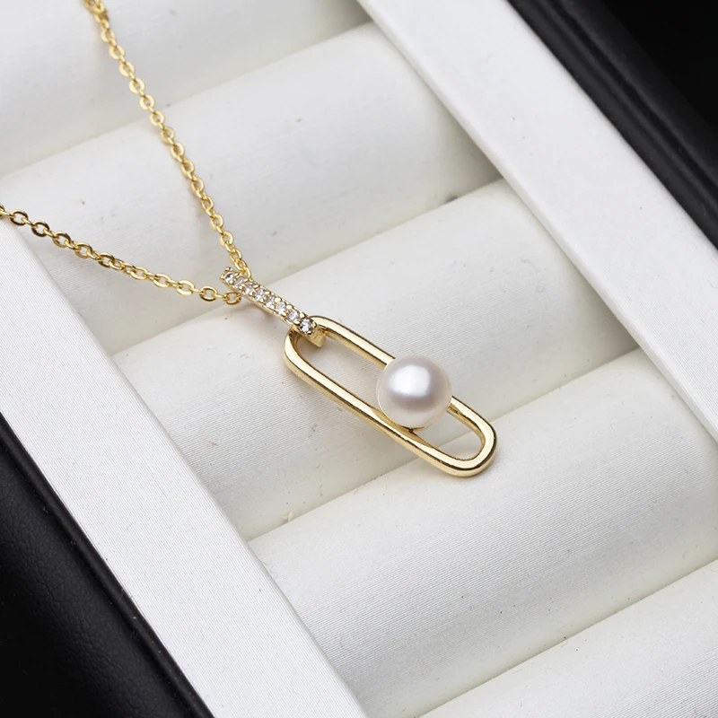 New Arrival S925 Silver Pearl Necklace 45cm Fashion Clip Pearl Pendant Chain Fine Jewelry For Women Gift