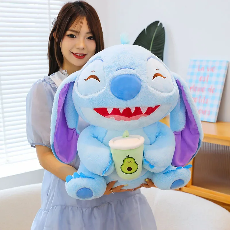 65CM Super Big Size Disney Stuffed Animal Cartoon Stitch Milk Tea Plushies Comfortable Soft Doll Children's Holiday Gift Toy