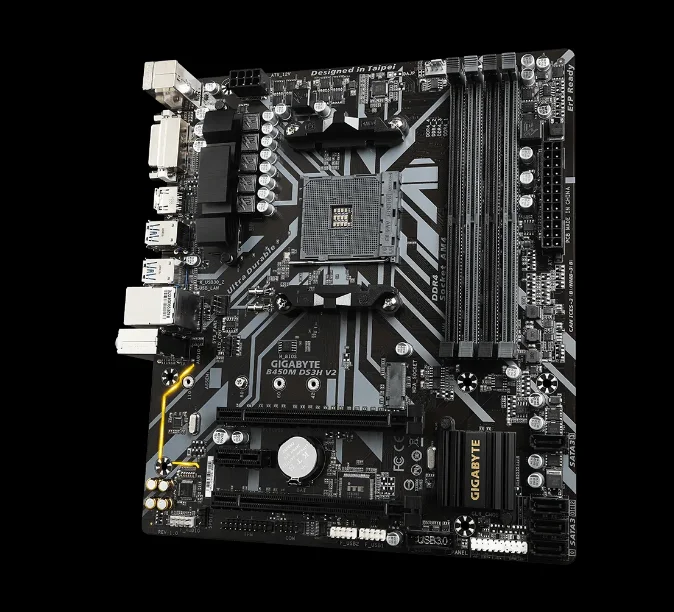 Motherboard giga byte B450M DS3H V2 AM4 3 baru