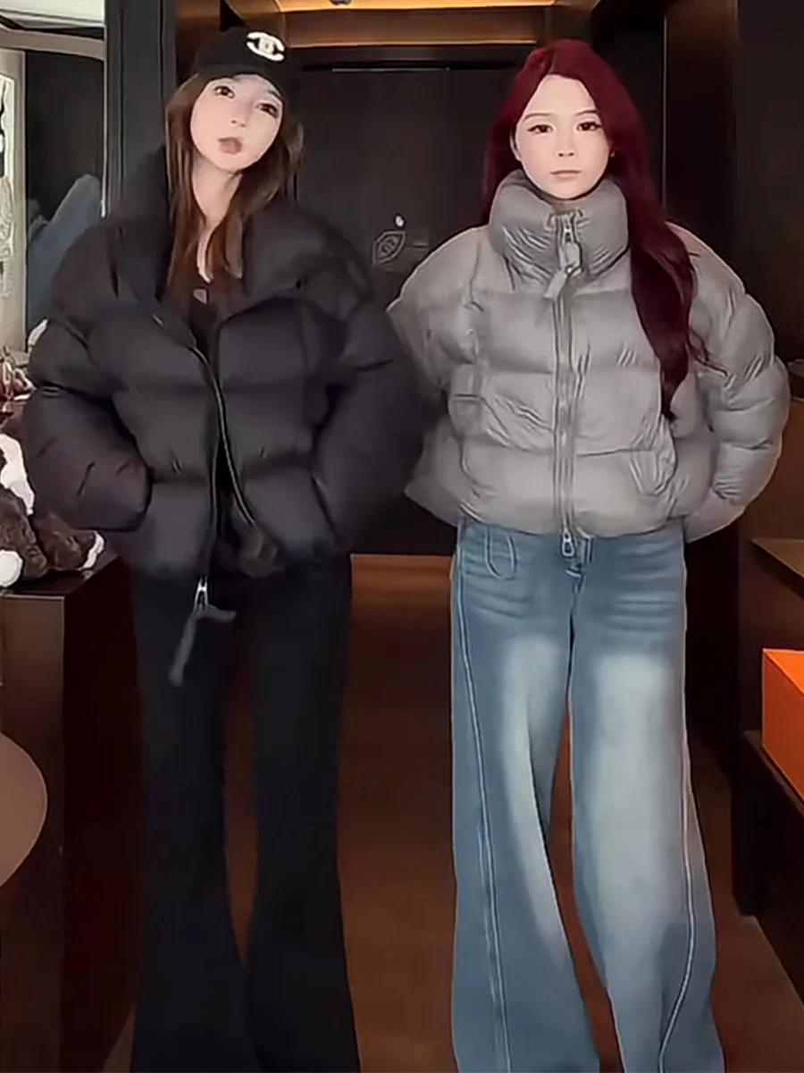 Femme ort Puffer Jaet 90 blanc Du vers le bas col montant Thi pain chaud Sle vêtements d'extérieur d'hiver décontracté Faion