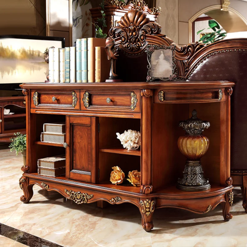 

European-style all-solid wood sofa back a few American classical old-fashioned gold-painted bar cases, entrance cabinets, househ