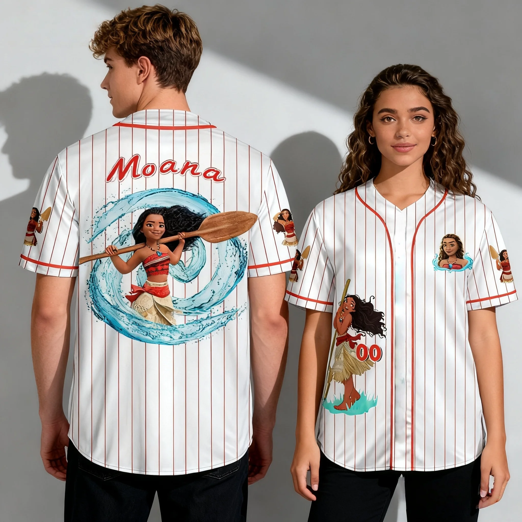 تي شيرت ديزني الرسوم المتحركة من سلسلة شخصيات الرسوم المتحركة Sleeping Beauty Lion King Summer Baseball Jersey كبير الحجم للأطفال الوالدين والطفل