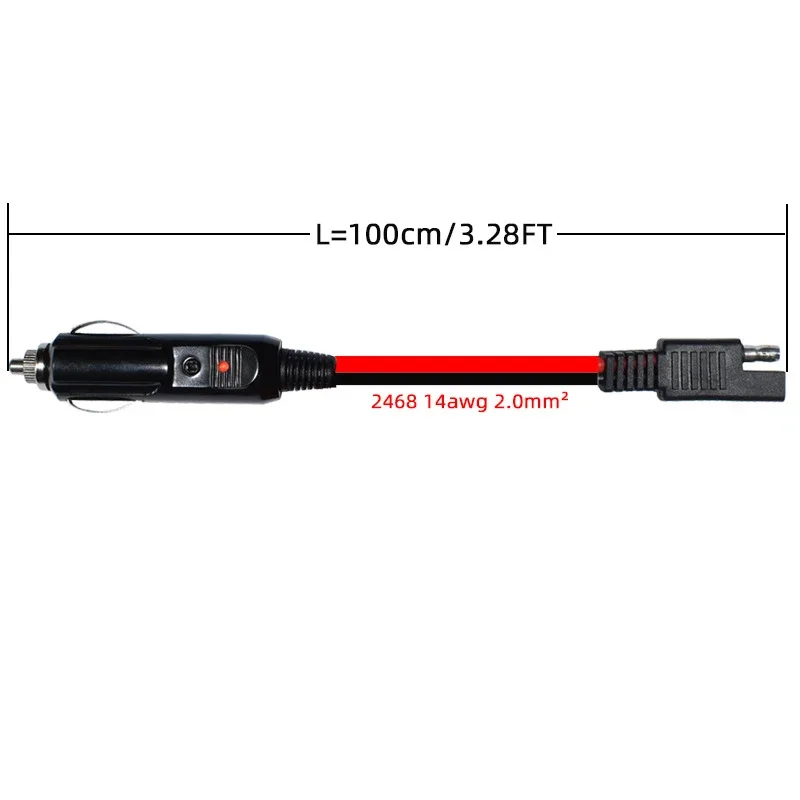 Sae to-電子タバコライターコネクタ,14awg 100cm,seプラグアダプター拡張ケーブル,極性防止,アダプター,15aヒューズ