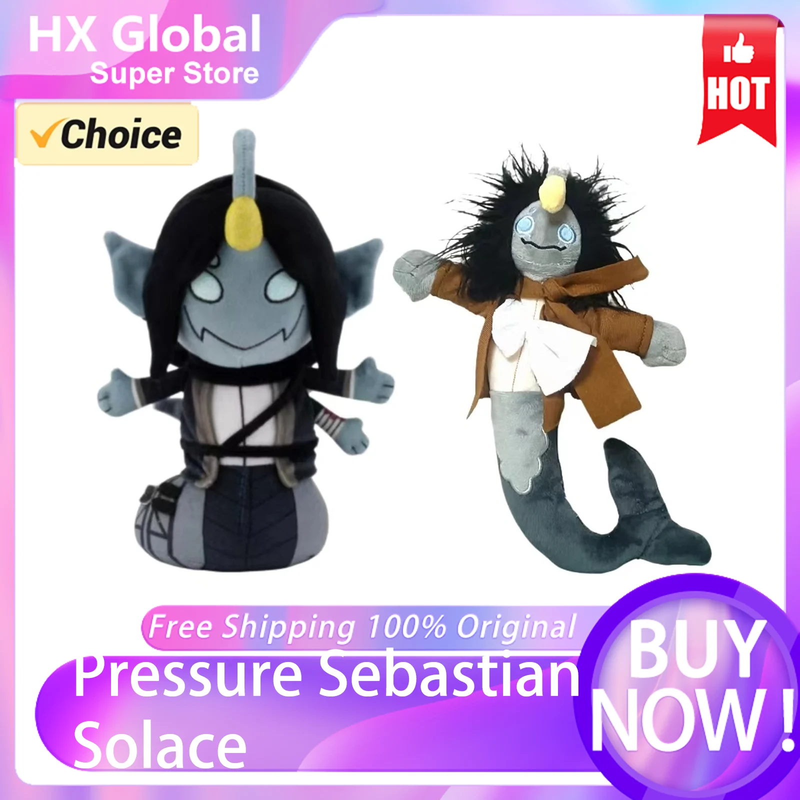 25cm Pressure Sebastian Solace Plush Toys Cute Plush Doll Toy Gift Cartoon Style Children's Rag Doll Christmas Halloween Statue