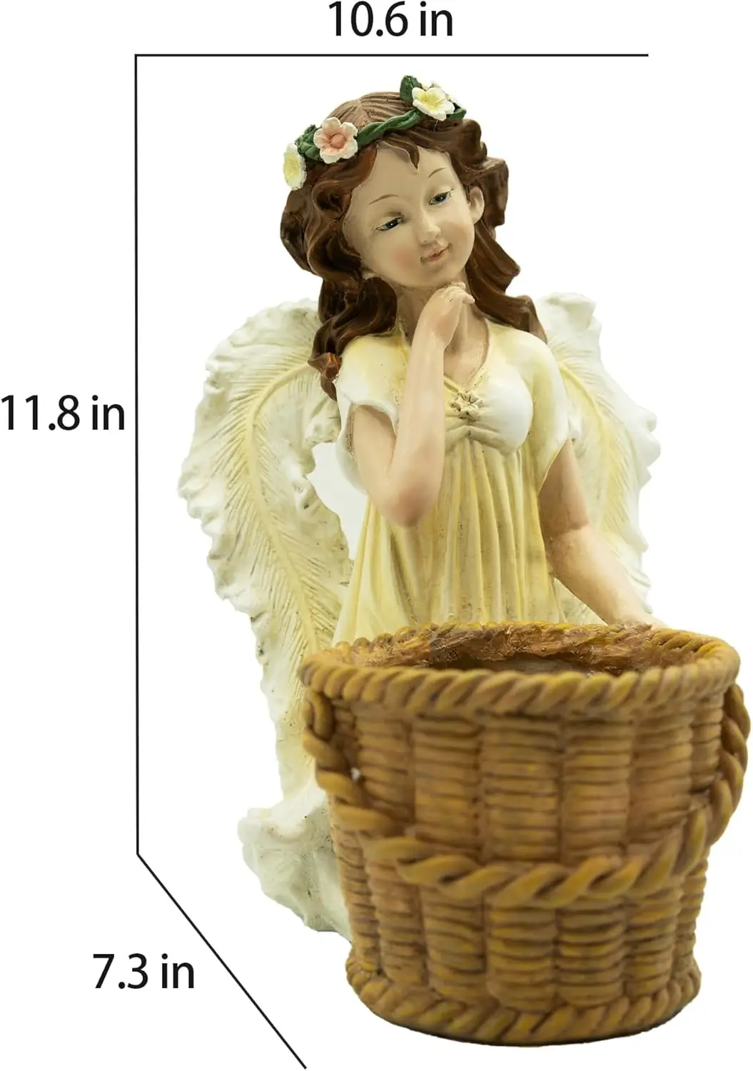 Planter, 11.8 Inch Hand Painted Resin Fairy Flower Pot, Decorative Outdoor Patio Figurine