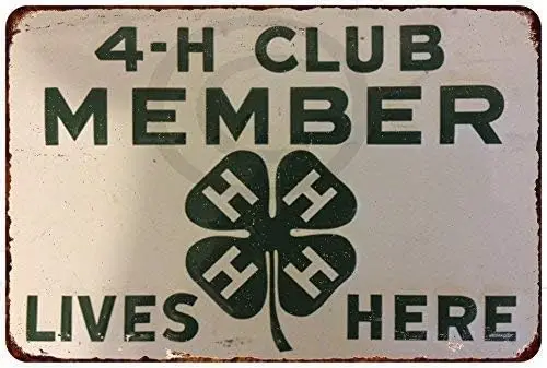 Tin Sign Metal Signs 4-H Member Lives Here Vintage Look Reproduction 8 x 12 Wall Decor Personalized