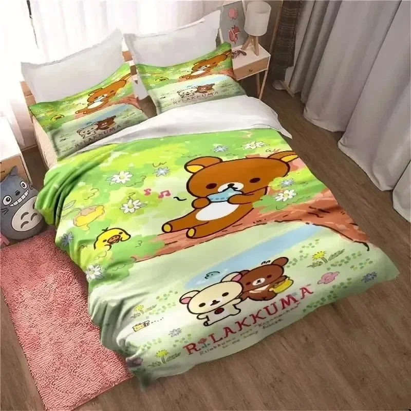 

Cute Rilakkuma Bear Kawaii 3D NEW Duvet Cover Pillowcase Bedding Set Adult Girl Bedroom Decoration Children Single Double Large
