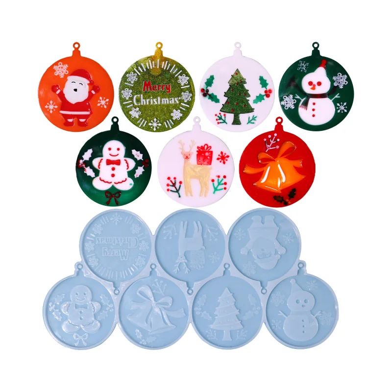 DIY Christmas Tree Decoration Silicone Mold Creative Halloween Pendant UV Epoxy Resin Molds Crafts Bag Pendant Key Chain Making