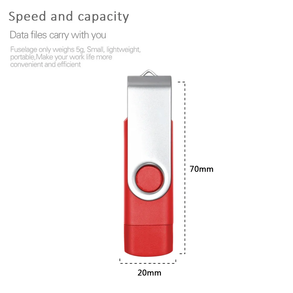 OTG stik memori USB 2.0, Flash Drive logam 4GB 8GB 16GB 32GB 64GB, stik memori USB kecepatan tinggi tipe-c untuk hadiah