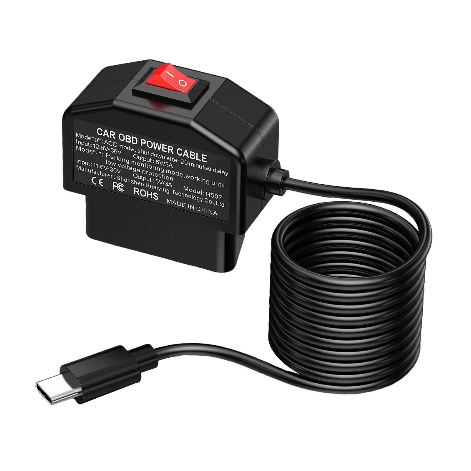 Universal OBD Dash Cam Power Cable Mini ACC Hardwire Kit with USB Female Port Easy Install for Driving Recorder Accessories