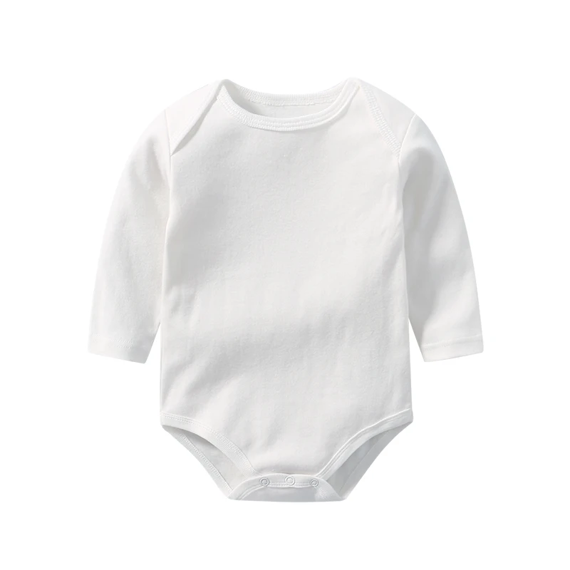 Long sleeves baby bodysuits 100% cotton solid white color newborn baby boy girl rompers infant jumpsuit 0-24 moth