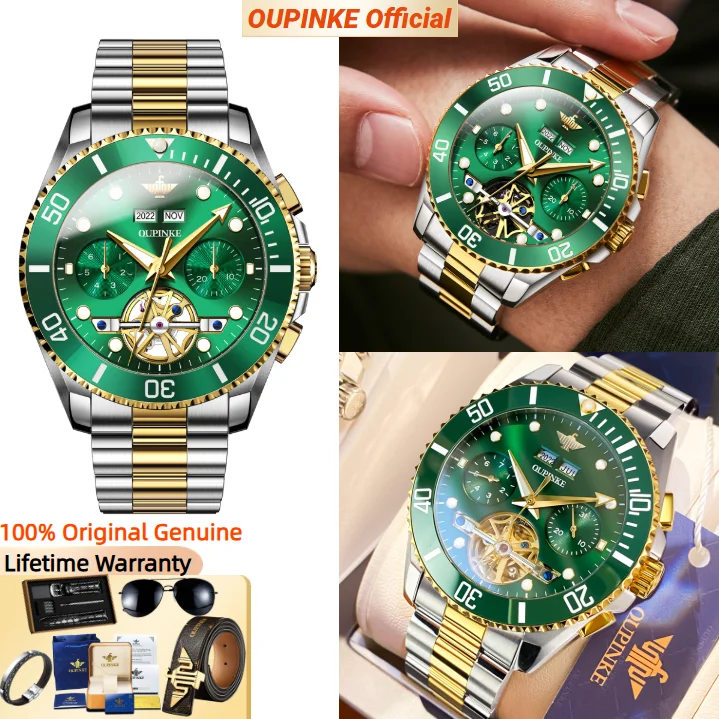 

OUPINKE Men's Automatic Mechanical Watch Diving Series Synthetic Sapphire Multifunctional Men's Wristwatch 3229