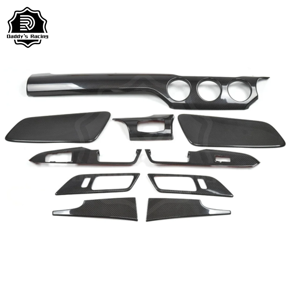 

Dry Carbon Fiber Interior Trim Kit Fit For Mus-tang 2015-2016 Dashboard Panel Trims DD Style High Quality 10 PCS