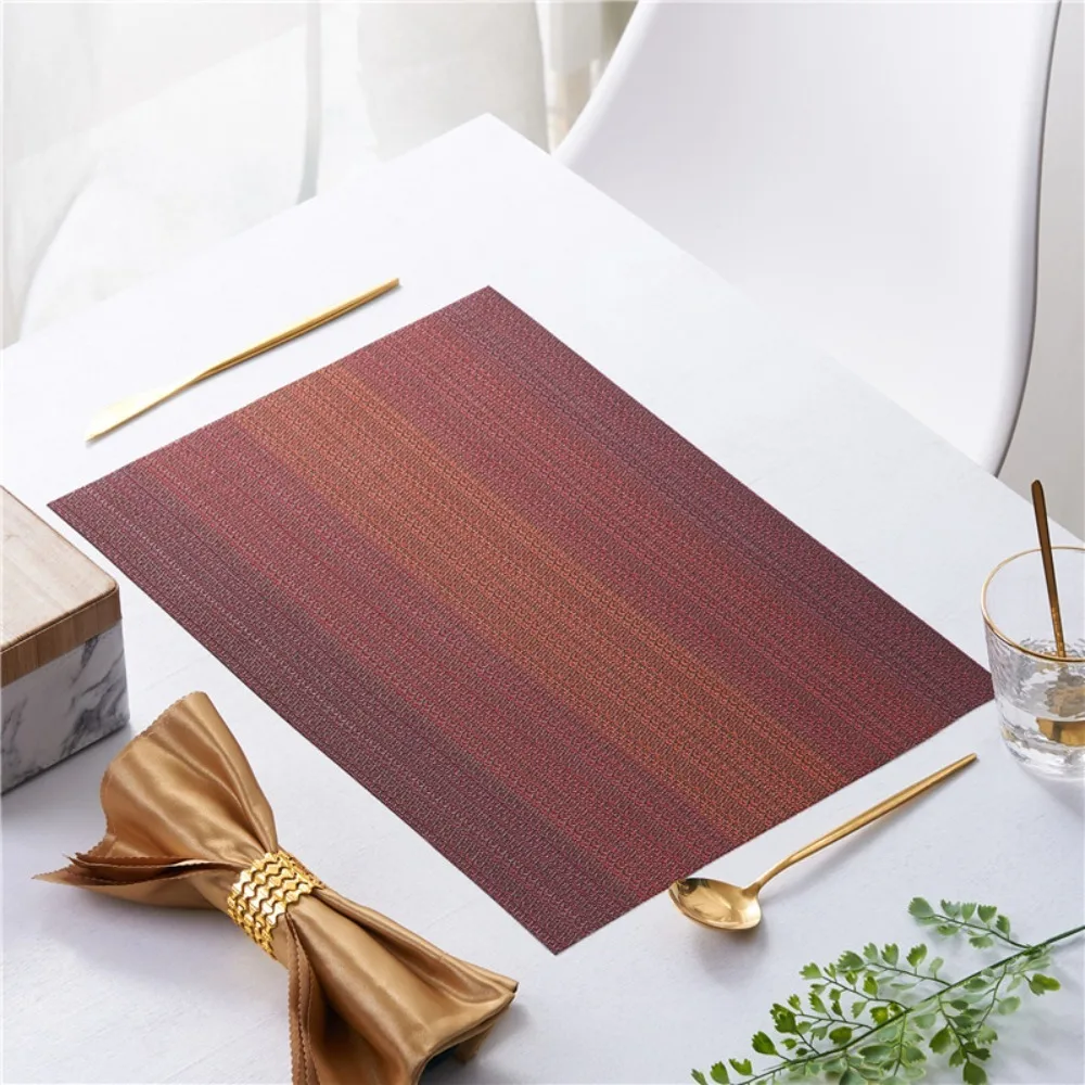 

6Pcs Luxury PVC Striped Placemat Non-slip Waterproof Table Mat American Style Heat-Resistant Insulation Pad Party