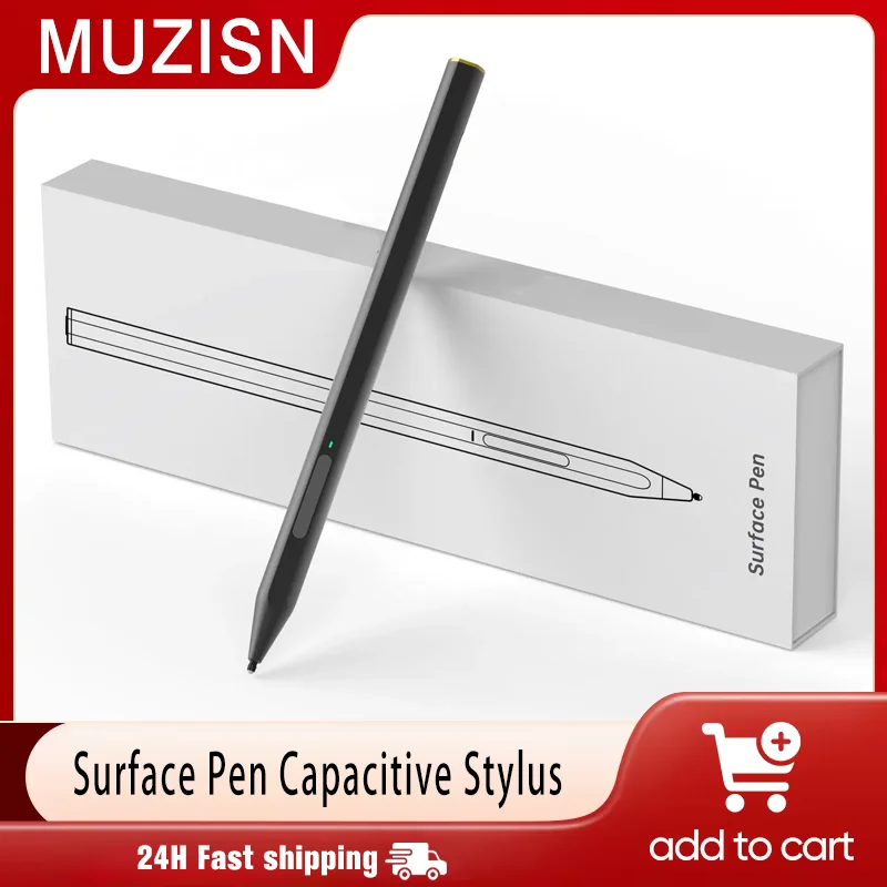 

Стилус для Microsoft Surface 4096, чувствительный к давлению ластик, боковая кнопка, совместимая с Surface Pro 11/10/9/8/7 +/6/5