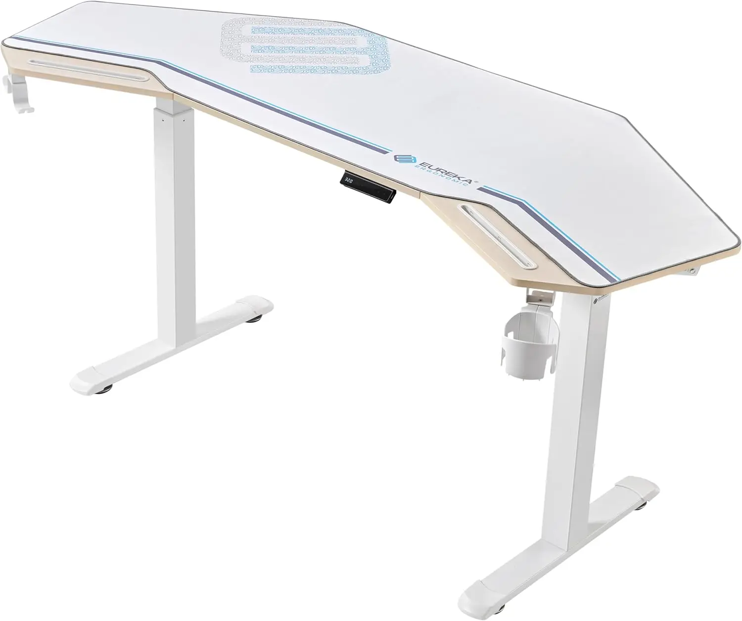 Standing Desk,  Electric Adjustable Height Desk,Wing Shaped Computer Desk Large Music Studio Table,Dual Motor&Slot, Maple 72"