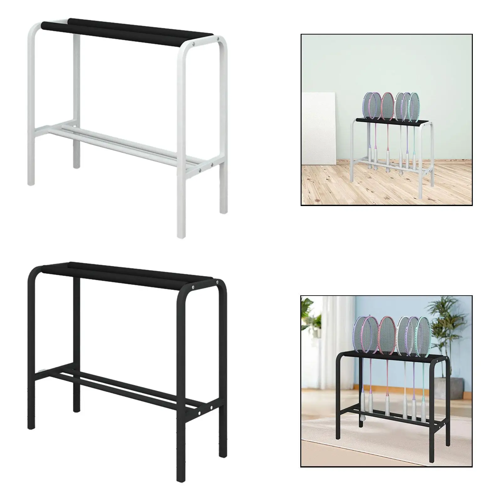 رف تخزين مضرب كرة الريشة، حامل مضارب التنس، ثابت، سهل التركيب، حامل عملي لمضرب التنس