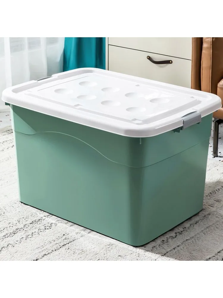 

Storage box plastic clothes quilt finishing box covered storage transparent pulley thickened
