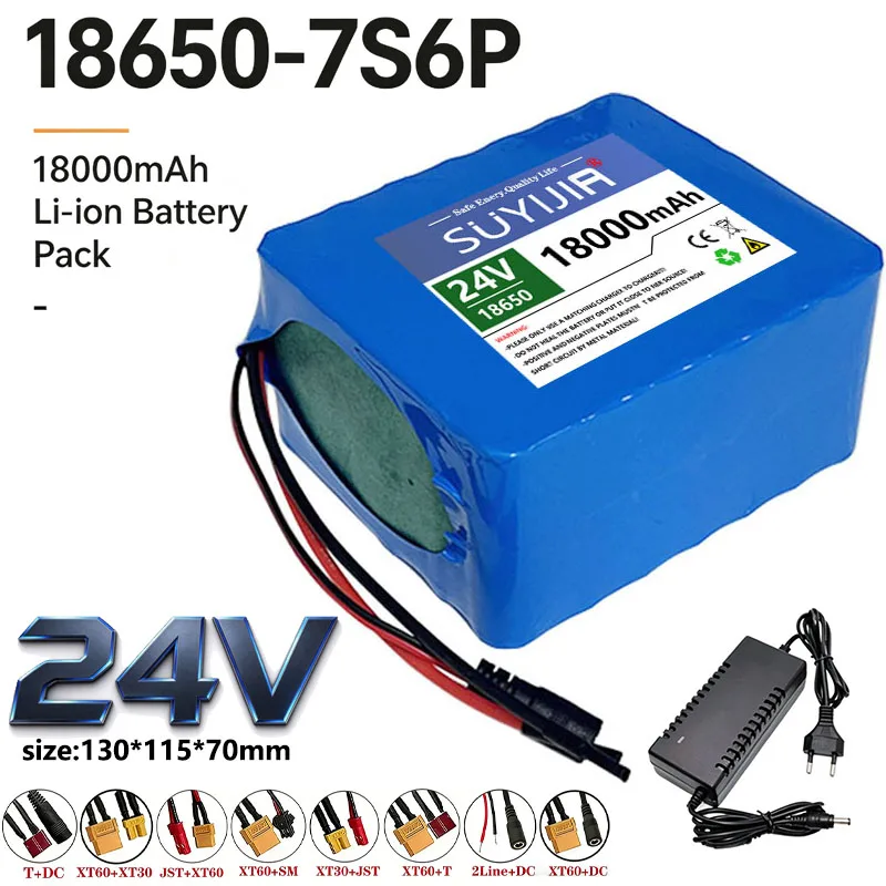 7S6P 24V 18000mAh 18650 Li-ion Battery Pack, Rechargeable Replacement Battery for 29V Electric Scooter, Optional BMS Port