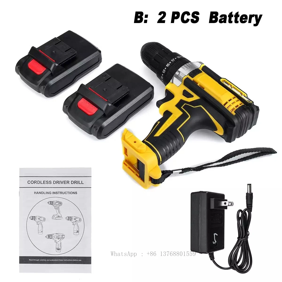 48W 48V Variable 18-Speed Adjustment Impact Cordless Electric Drill Screw Screwdriver Machine Tool Hammer Drill Lithium Battery