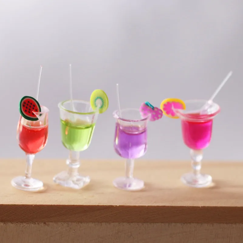 Miniature food game scene model doll house accessories simulation mini fruit juice beverage cocktail cup