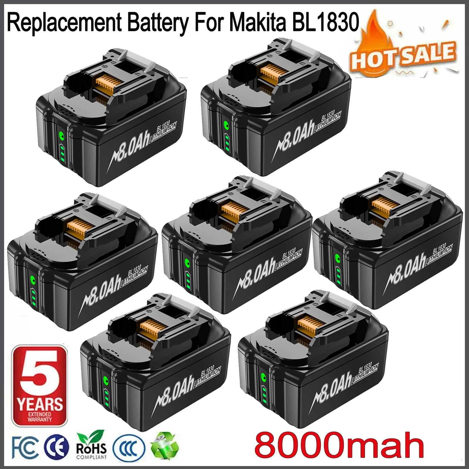 Bonacell Ersatzakku für Makita 18V BL1830 8000mAh Li-Ion Kompatibel mit BL1815 BL1840 BL1850 BL1860 BL1890