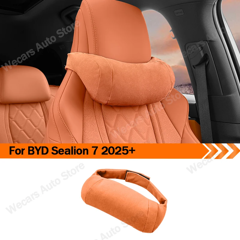 

Подголовник автомобиля, подушка для спинки, поддержка шеи, мягкая подушка для шеи для BYD SeaLion 07 2025 + мягкая замшевая кожа, аксессуары для интерьера